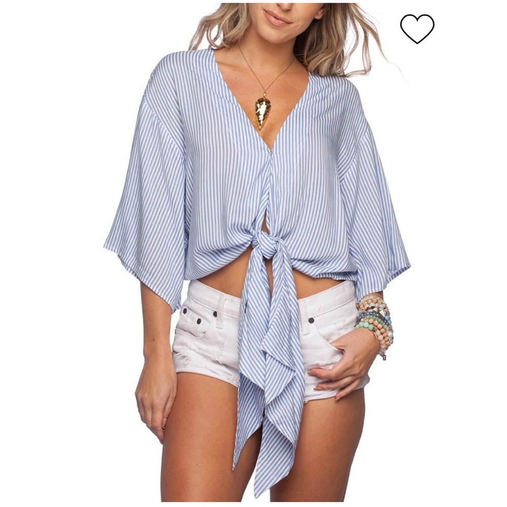 Smell The Roses FLOWY Tie Front Crop Blouse